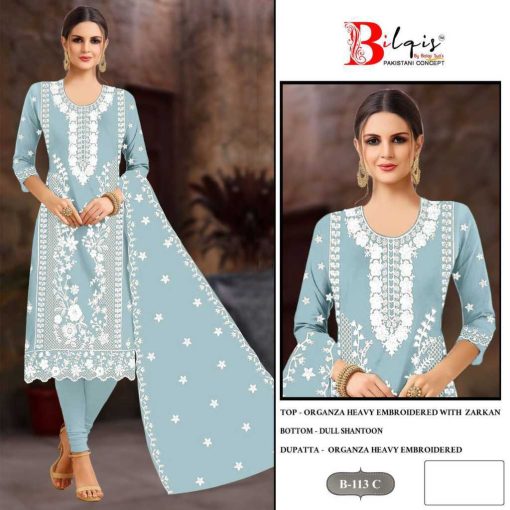 Bilqis B 113 A D Organza Salwar Suit Catalog 4 Pcs 4 510x510 - Bilqis B 113 A-D Organza Salwar Suit Catalog 4 Pcs