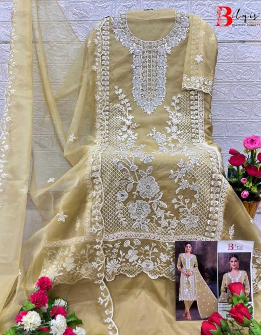 Bilqis B 113 A D Organza Salwar Suit Catalog 4 Pcs 7 510x654 - Bilqis B 113 A-D Organza Salwar Suit Catalog 4 Pcs