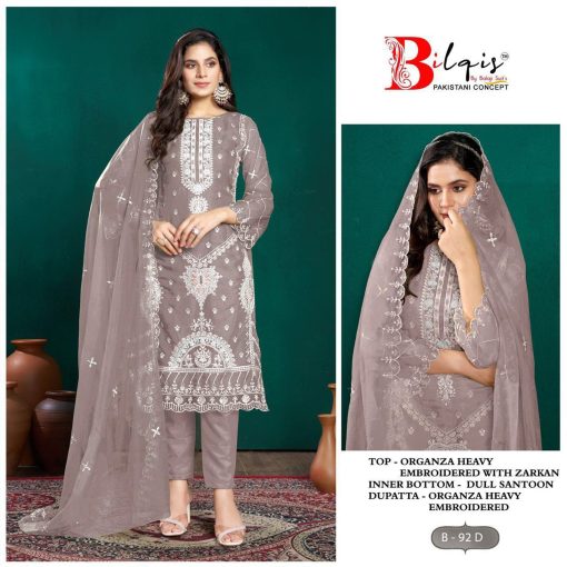 Bilqis B 92 A D Organza Salwar Suit Catalog 4 Pcs 6 510x510 - Bilqis B 92 A-D Organza Salwar Suit Catalog 4 Pcs