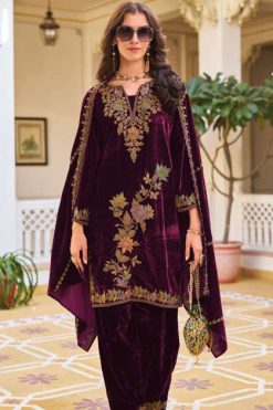 Deepsy Velvet Vol 24 Hit Design 32220 A-D Velvet Salwar Suit Catalog 4 Pcs