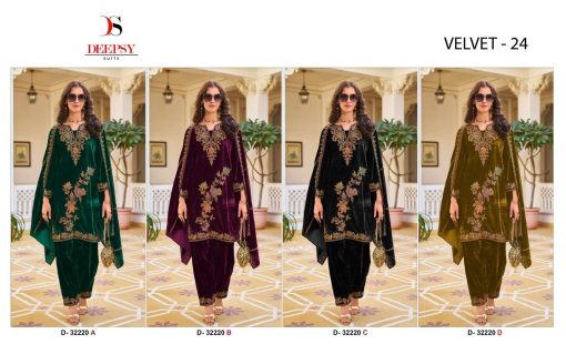 Deepsy Velvet Vol 24 Hit Design 32220 A D Velvet Salwar Suit Catalog 4 Pcs 5 510x310 - Deepsy Velvet Vol 24 Hit Design 32220 A-D Velvet Salwar Suit Catalog 4 Pcs