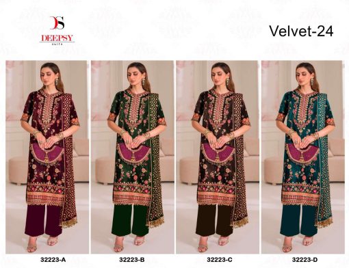 Deepsy Velvet Vol 24 Hit Design 32223 A D Velvet Salwar Suit Catalog 4 Pcs 5 510x392 - Deepsy Velvet Vol 24 Hit Design 32223 A-D Velvet Salwar Suit Catalog 4 Pcs