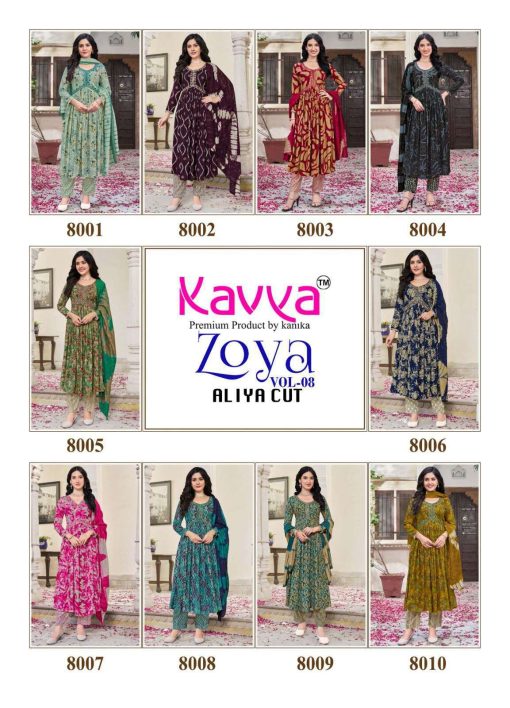 Kavya Zoya Vol 8 Rayon Readymade Suit Catalog 10 Pcs 12 510x708 - Kavya Zoya Vol 8 Aliya Cut Rayon Readymade Suit Catalog 10 Pcs