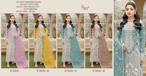 Shree Fabs S 5231 A D Organza Salwar Suit Catalog 4 Pcs 5 510x266 - Shree Fabs S 5231 A-D Organza Salwar Suit Catalog 4 Pcs