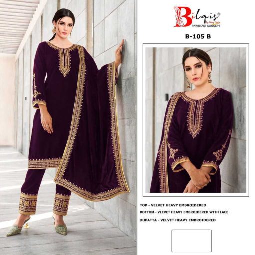 Bilqis B 105 A C Velvet Salwar Suit Catalog 3 Pcs 3 510x510 - Bilqis B 105 A-C Velvet Salwar Suit Catalog 3 Pcs