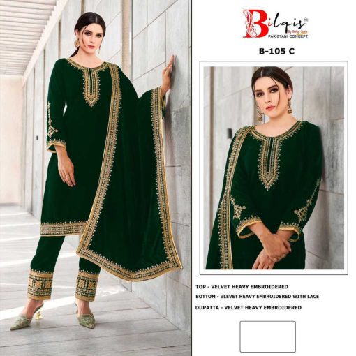 Bilqis B 105 A C Velvet Salwar Suit Catalog 3 Pcs 5 510x510 - Bilqis B 105 A-C Velvet Salwar Suit Catalog 3 Pcs