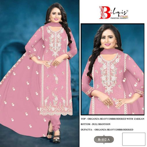 Bilqis B 112 A D Organza Salwar Suit Catalog 4 Pcs 1 510x510 - Bilqis B 112 A-D Organza Salwar Suit Catalog 4 Pcs