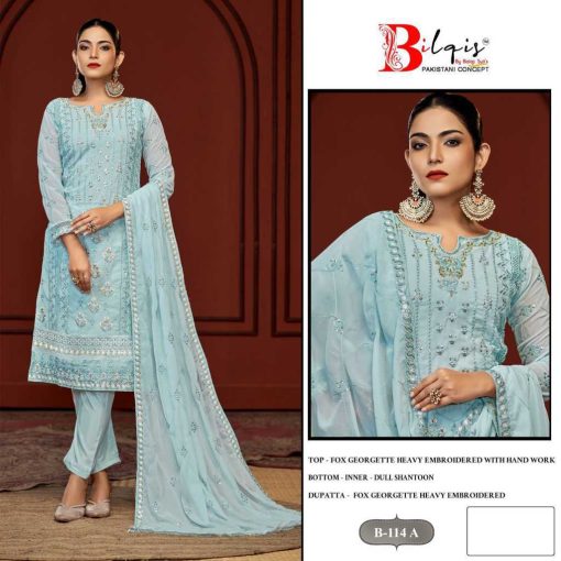 Bilqis B 114 A D Georgette Salwar Suit Catalog 4 Pcs 1 510x510 - Bilqis B 114 A-D Georgette Salwar Suit Catalog 4 Pcs