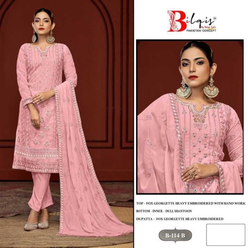 Bilqis B 114 A D Georgette Salwar Suit Catalog 4 Pcs 3 510x510 - Bilqis B 114 A-D Georgette Salwar Suit Catalog 4 Pcs