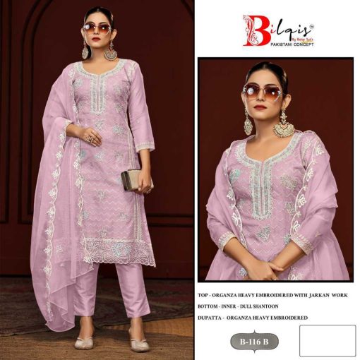 Bilqis B 116 A D Organza Salwar Suit Catalog 4 Pcs 3 510x510 - Bilqis B 116 A-D Organza Salwar Suit Catalog 4 Pcs