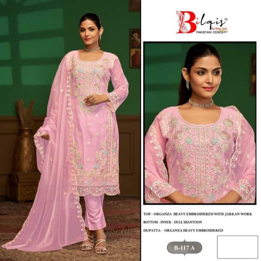 Bilqis B 117 A D Organza Salwar Suit Catalog 4 Pcs 1 510x510 - Bilqis B 117 A-D Organza Salwar Suit Catalog 4 Pcs