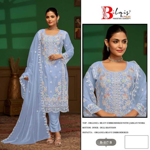 Bilqis B 117 A D Organza Salwar Suit Catalog 4 Pcs 3 510x510 - Bilqis B 117 A-D Organza Salwar Suit Catalog 4 Pcs