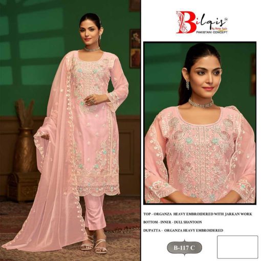 Bilqis B 117 A D Organza Salwar Suit Catalog 4 Pcs 5 510x510 - Bilqis B 117 A-D Organza Salwar Suit Catalog 4 Pcs