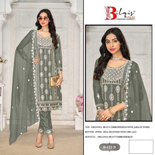 Bilqis B 122 A D Organza Salwar Suit Catalog 4 Pcs 3 510x510 - Bilqis B 122 A-D Organza Salwar Suit Catalog 4 Pcs