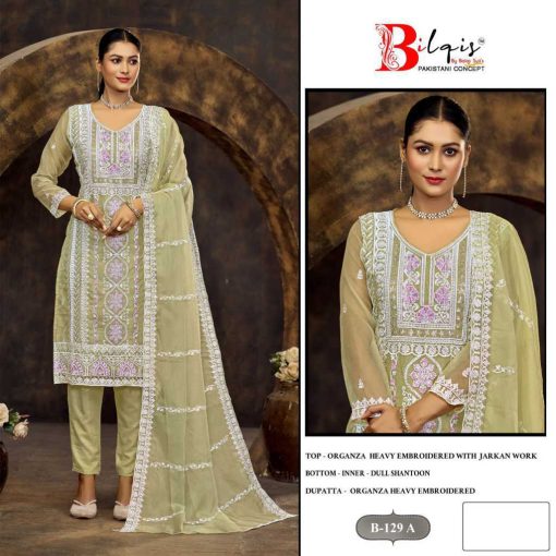 Bilqis B 129 A D Organza Salwar Suit Catalog 4 Pcs 1 510x510 - Bilqis B 129 A-D Organza Salwar Suit Catalog 4 Pcs