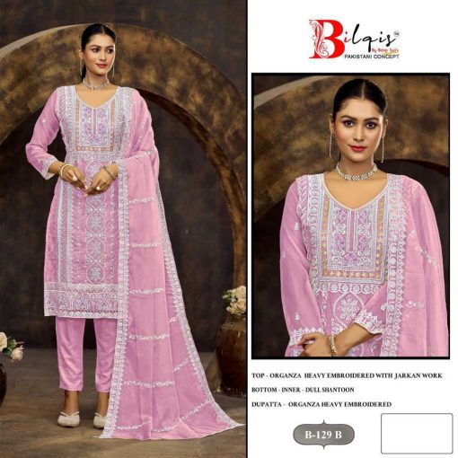 Bilqis B 129 A D Organza Salwar Suit Catalog 4 Pcs 3 510x510 - Bilqis B 129 A-D Organza Salwar Suit Catalog 4 Pcs