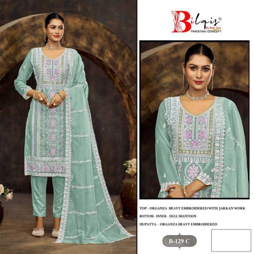 Bilqis B 129 A D Organza Salwar Suit Catalog 4 Pcs 5 510x510 - Bilqis B 129 A-D Organza Salwar Suit Catalog 4 Pcs