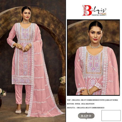 Bilqis B 129 A D Organza Salwar Suit Catalog 4 Pcs 7 510x510 - Bilqis B 129 A-D Organza Salwar Suit Catalog 4 Pcs