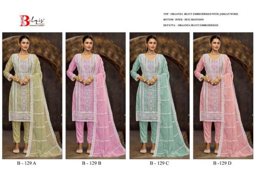 Bilqis B 129 A D Organza Salwar Suit Catalog 4 Pcs 9 510x340 - Bilqis B 129 A-D Organza Salwar Suit Catalog 4 Pcs