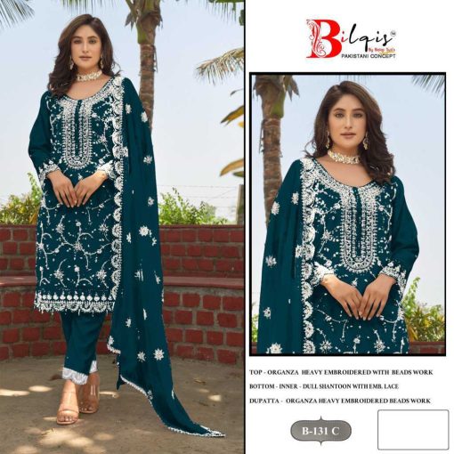 Bilqis B 131 A D Organza Salwar Suit Catalog 4 Pcs 1 510x510 - Bilqis B 131 A-D Organza Salwar Suit Catalog 4 Pcs