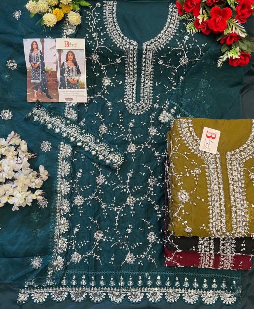 Bilqis B 131 A D Organza Salwar Suit Catalog 4 Pcs 2 510x622 - Bilqis B 131 A-D Organza Salwar Suit Catalog 4 Pcs