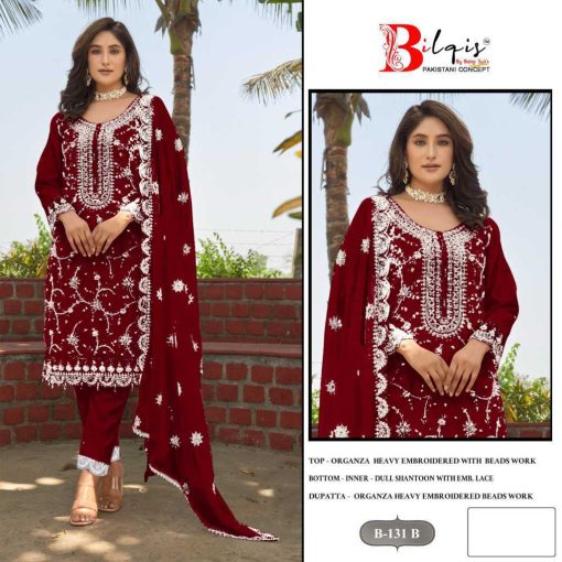 Bilqis B 131 A D Organza Salwar Suit Catalog 4 Pcs 5 510x510 - Bilqis B 131 A-D Organza Salwar Suit Catalog 4 Pcs