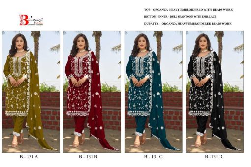 Bilqis B 131 A D Organza Salwar Suit Catalog 4 Pcs 9 510x340 - Bilqis B 131 A-D Organza Salwar Suit Catalog 4 Pcs