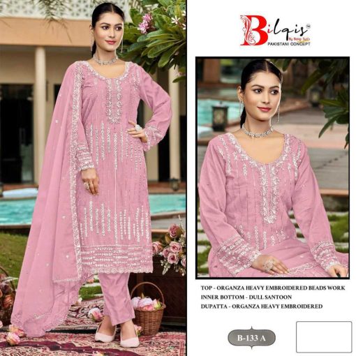 Bilqis B 133 A D Organza Salwar Suit Catalog 4 Pcs 1 510x510 - Bilqis B 133 A-D Organza Salwar Suit Catalog 4 Pcs