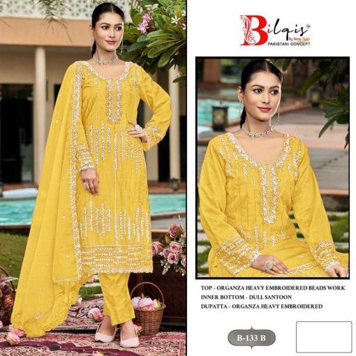 Bilqis B 133 A D Organza Salwar Suit Catalog 4 Pcs 3 510x510 - Bilqis B 133 A-D Organza Salwar Suit Catalog 4 Pcs