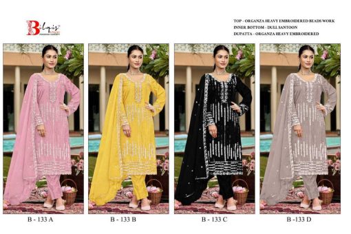 Bilqis B 133 A D Organza Salwar Suit Catalog 4 Pcs 9 510x340 - Bilqis B 133 A-D Organza Salwar Suit Catalog 4 Pcs