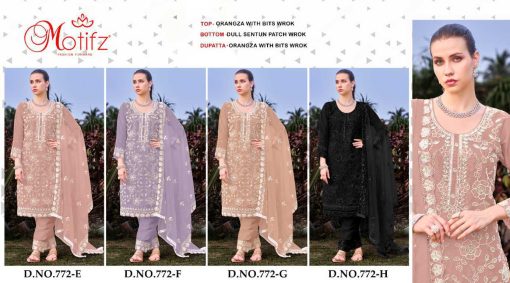 Motifz DN 772 E H Organza Salwar Suit Catalog 4 Pcs 5 510x283 - Motifz DN 772 E-H Organza Salwar Suit Catalog 4 Pcs