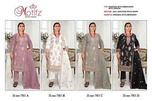 Motifz DN 783 A D Organza Salwar Suit Catalog 4 Pcs 10 510x340 - Motifz DN 783 A-D Organza Salwar Suit Catalog 4 Pcs