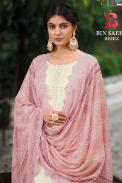 Shree Fabs Bin Saeed Lawn Collection Remix Cotton Salwar Suit Catalog 4 Pcs