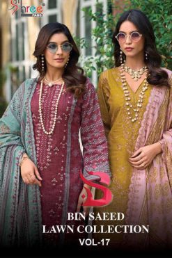 Shree Fabs Bin Saeed Lawn Collection Vol 17 Cotton Salwar Suit Catalog 6 Pcs