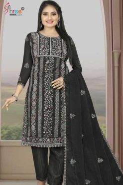 Shree Fabs S 5154 Black & White Organza Salwar Suit Catalog 2 Pcs