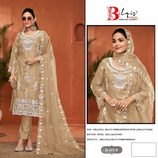 Bilqis B 119 A D Organza Salwar Suit Catalog 4 Pcs 3 510x510 - Bilqis B 119 A-D Organza Salwar Suit Catalog 4 Pcs