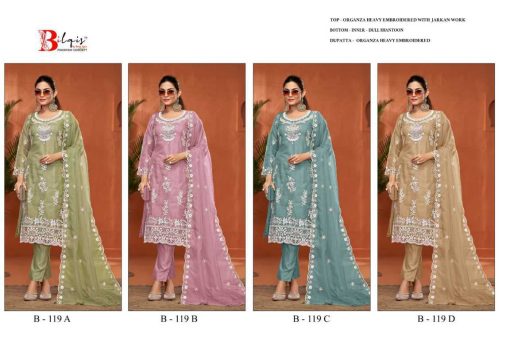 Bilqis B 119 A D Organza Salwar Suit Catalog 4 Pcs 9 510x340 - Bilqis B 119 A-D Organza Salwar Suit Catalog 4 Pcs