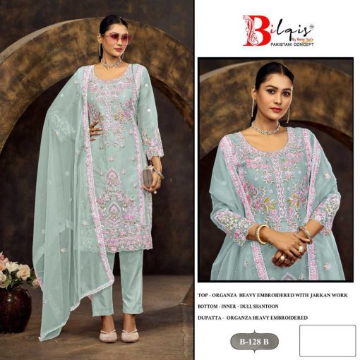 Bilqis B 128 A D Organza Salwar Suit Catalog 4 Pcs 3 1 510x510 - Bilqis B 128 A-D Organza Salwar Suit Catalog 4 Pcs