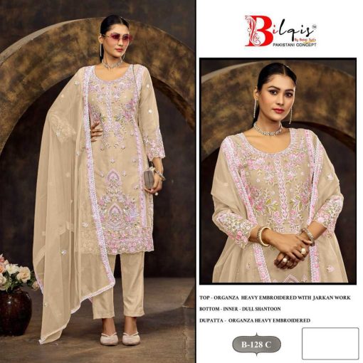 Bilqis B 128 A D Organza Salwar Suit Catalog 4 Pcs 5 510x510 - Bilqis B 128 A-D Organza Salwar Suit Catalog 4 Pcs