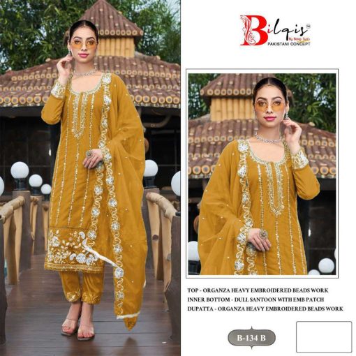 Bilqis B 135 A D Organza Salwar Suit Catalog 4 Pcs 3 510x510 - Bilqis B 135 A-D Organza Salwar Suit Catalog 4 Pcs