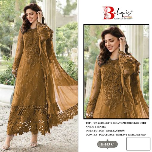 Bilqis B 143 A D Georgette Salwar Suit Catalog 4 Pcs 1 510x510 - Bilqis B 143 A-D Georgette Salwar Suit Catalog 4 Pcs