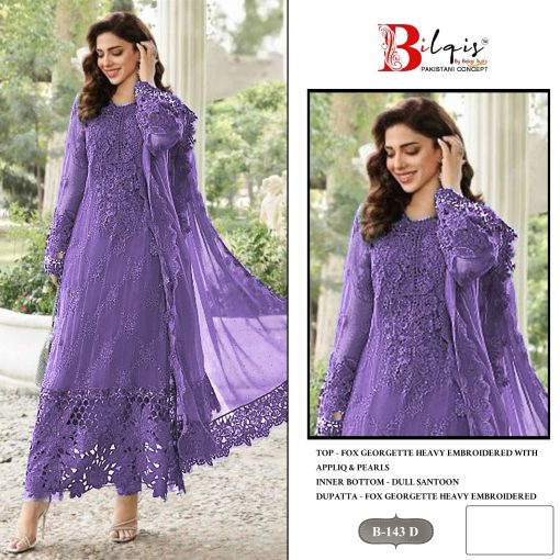 Bilqis B 143 A D Georgette Salwar Suit Catalog 4 Pcs 3 510x510 - Bilqis B 143 A-D Georgette Salwar Suit Catalog 4 Pcs