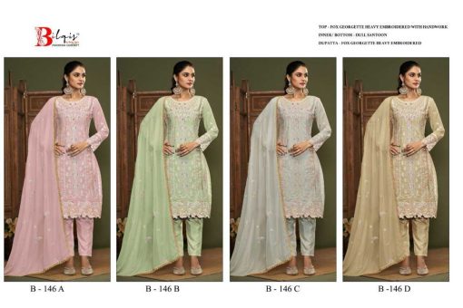 Bilqis B 146 A D Georgette Salwar Suit Catalog 4 Pcs 5 510x340 - Bilqis B 146 A-D Georgette Salwar Suit Catalog 4 Pcs