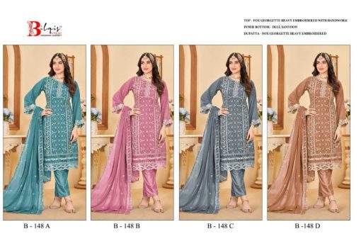 Bilqis B 148 A D Georgette Salwar Suit Catalog 4 Pcs 5 510x340 - Bilqis B 148 A-D Georgette Salwar Suit Catalog 4 Pcs