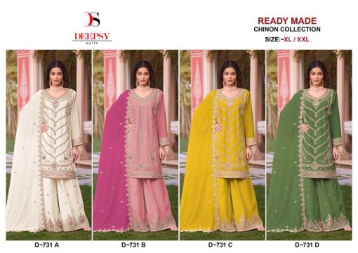 Deepsy DN 731 A D Readymade Chinon Salwar Suit Catalog 4 Pcs 5 510x361 - Deepsy DN 731 A-D Readymade Chinon Salwar Suit Catalog 4 Pcs