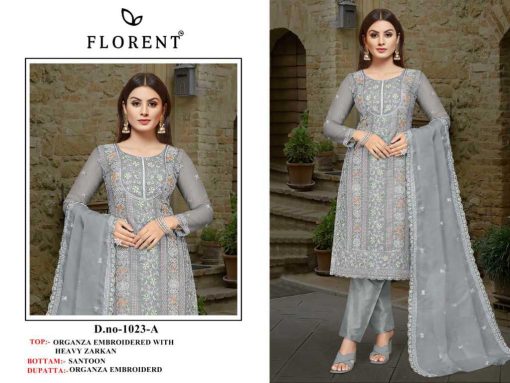 Florent DN 1023 A D Organza Salwar Suit Catalog 4 Pcs 2 510x383 - Florent DN 1023 A-D Organza Salwar Suit Catalog 4 Pcs