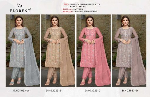 Florent DN 1023 A D Organza Salwar Suit Catalog 4 Pcs 9 510x328 - Florent DN 1023 A-D Organza Salwar Suit Catalog 4 Pcs