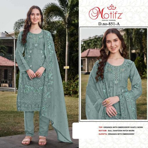 Motifz DN 851 A D Organza Salwar Suit Catalog 4 Pcs 1 510x510 - Motifz DN 851 A-D Organza Salwar Suit Catalog 4 Pcs