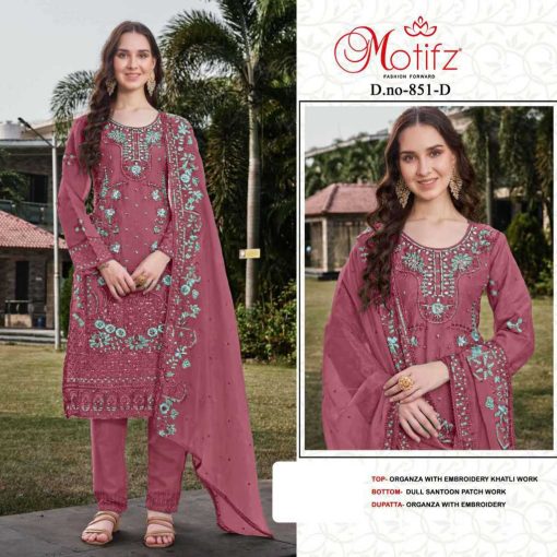 Motifz DN 851 A D Organza Salwar Suit Catalog 4 Pcs 4 510x510 - Motifz DN 851 A-D Organza Salwar Suit Catalog 4 Pcs