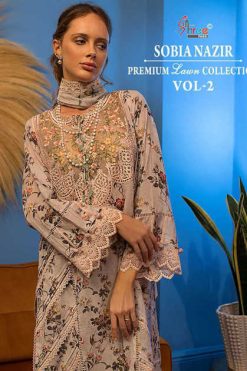 Shree Fabs Sobia Nazir Premium Lawn Collection Vol 2 Chiffon Cotton Salwar Suit Catalog 4 Pcs